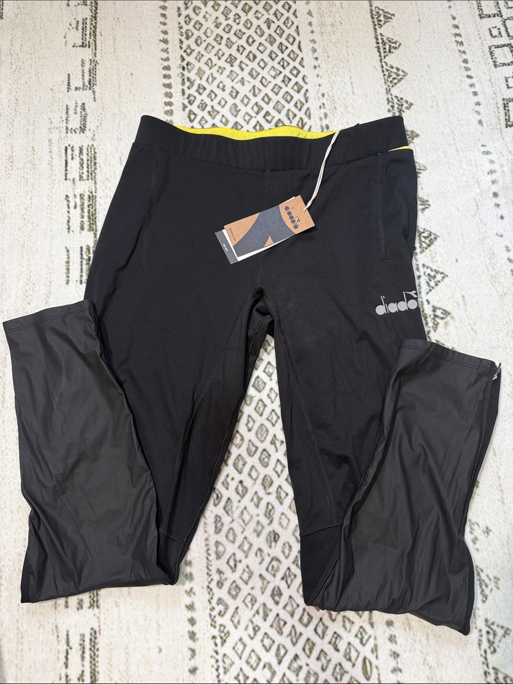 Diadora Black L. WINTER RUNNING TIGHTS BE ONE